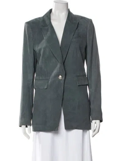 Pre-owned Veronica Beard Leather Blazer In Blue