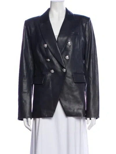 Pre-owned Veronica Beard Leather Blazer In Blue