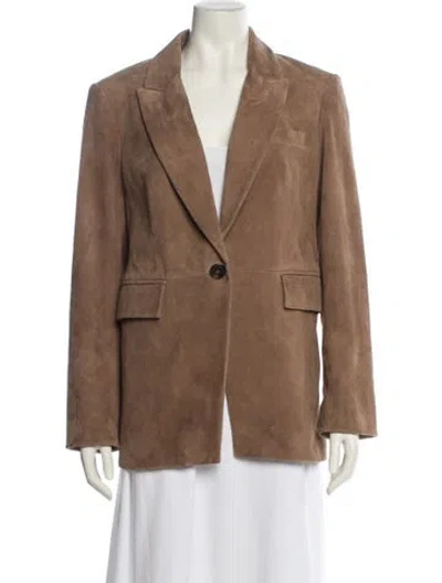 Pre-owned Veronica Beard Leather Blazer In Brown