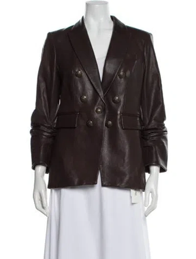 Pre-owned Veronica Beard Leather Blazer In Brown