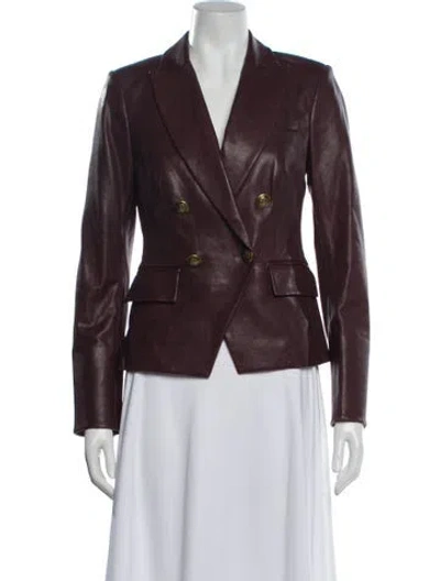 Pre-owned Veronica Beard Leather Blazer In Burgundy