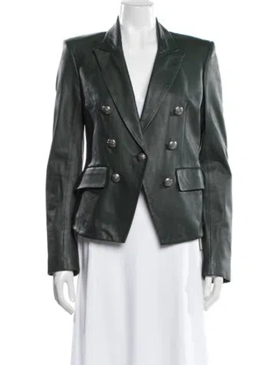 Pre-owned Veronica Beard Leather Blazer In Green