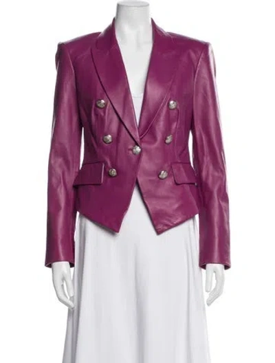 Pre-owned Veronica Beard Leather Blazer In Purple