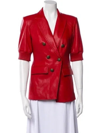 Pre-owned Veronica Beard Leather Blazer In Red