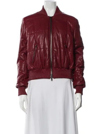 Pre-owned Veronica Beard Leather Bomber Jacket In Red