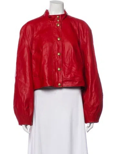 Pre-owned Veronica Beard Leather Bomber Jacket W/ Tags In Red