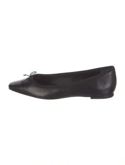 Pre-owned Veronica Beard Leather Bow Accents Ballet Flats In Black