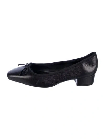 Pre-owned Veronica Beard Leather Bow Accents Ballet Flats In Black