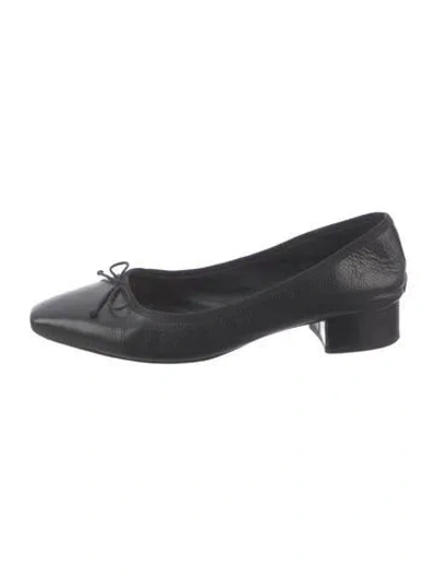 Pre-owned Veronica Beard Leather Bow Accents Ballet Flats In Black