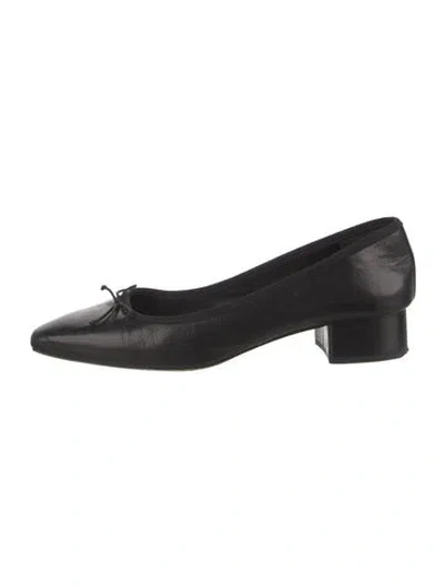 Pre-owned Veronica Beard Leather Bow Accents Pumps In Black