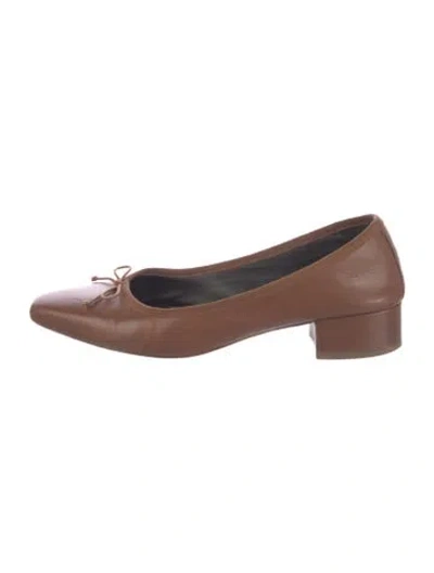 Pre-owned Veronica Beard Leather Bow Accents Pumps In Brown