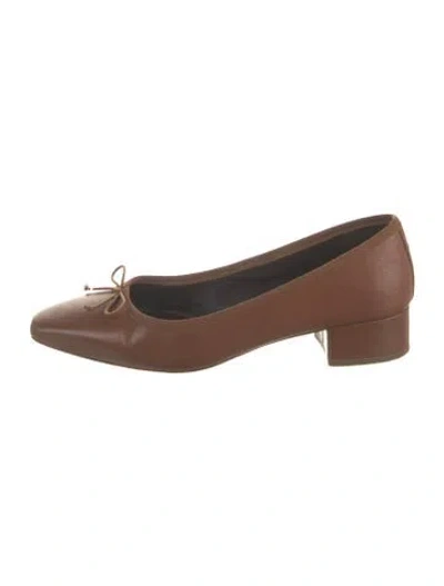 Pre-owned Veronica Beard Leather Bow Accents Pumps In Brown