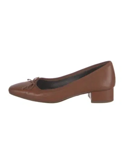 Pre-owned Veronica Beard Leather Bow Accents Pumps In Brown