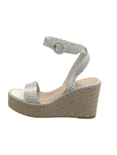 Pre-owned Veronica Beard Leather Braided Accents Espadrilles In White