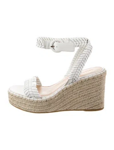 Pre-owned Veronica Beard Leather Braided Accents Espadrilles In White