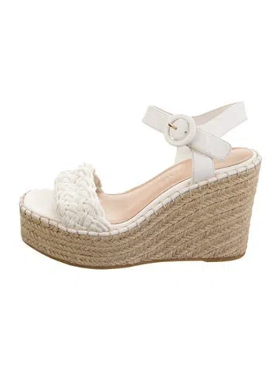 Pre-owned Veronica Beard Leather Braided Accents Espadrilles In White