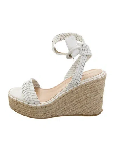 Pre-owned Veronica Beard Leather Braided Accents Espadrilles In White
