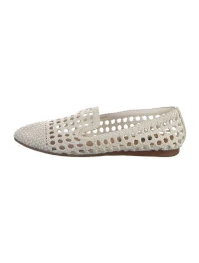 Pre-owned Veronica Beard Leather Braided Accents Loafers In White
