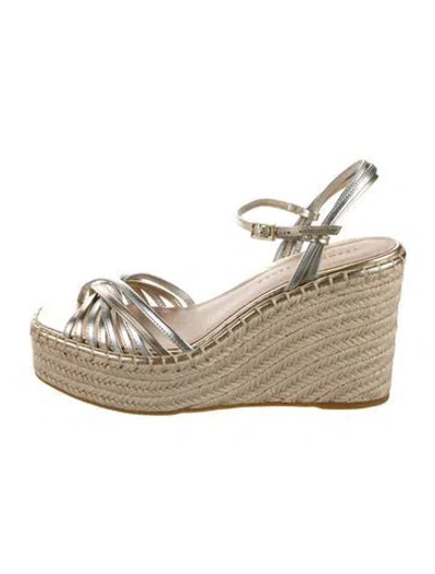 Pre-owned Veronica Beard Leather Braided Accents Pumps In Metallic/silver