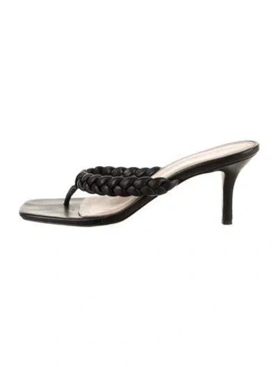 Pre-owned Veronica Beard Leather Braided Accents Sandals In Black