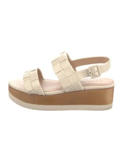 Pre-owned Veronica Beard Leather Braided Accents Slingback Sandals In Neutral