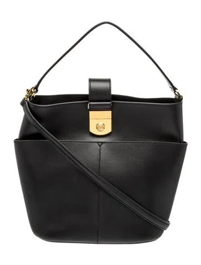 Pre-owned Veronica Beard Leather Bucket Bag In Black