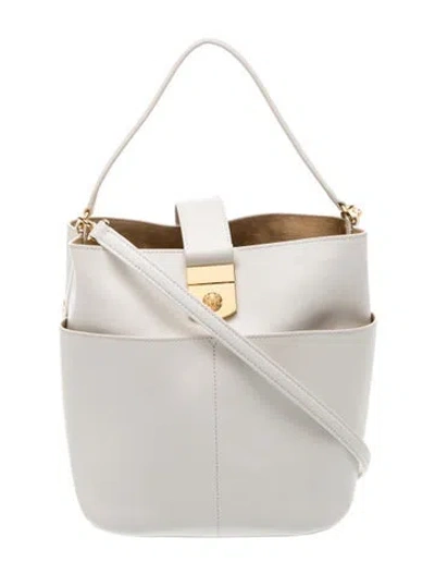 Pre-owned Veronica Beard Leather Bucket Bag In White
