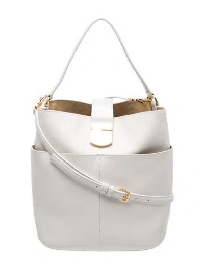 Pre-owned Veronica Beard Leather Bucket Bag In White