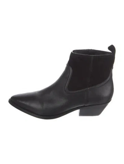 Pre-owned Veronica Beard Leather Chelsea Boots In Black