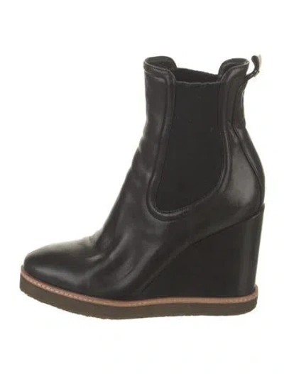 Pre-owned Veronica Beard Leather Chelsea Boots In Black