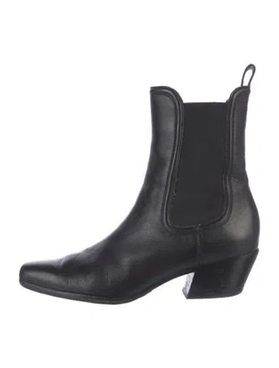 Pre-owned Veronica Beard Leather Chelsea Boots In Black