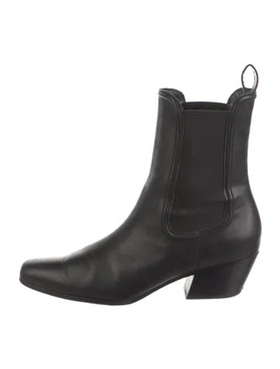 Pre-owned Veronica Beard Leather Chelsea Boots In Black