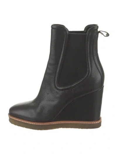 Pre-owned Veronica Beard Leather Chelsea Boots In Black