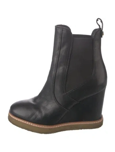 Pre-owned Veronica Beard Leather Chelsea Boots In Black