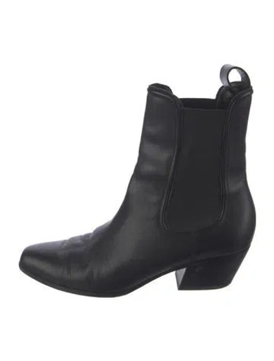 Pre-owned Veronica Beard Leather Chelsea Boots In Black