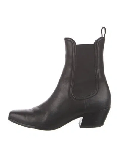 Pre-owned Veronica Beard Leather Chelsea Boots In Black