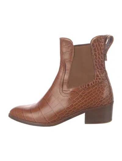 Pre-owned Veronica Beard Leather Chelsea Boots In Brown