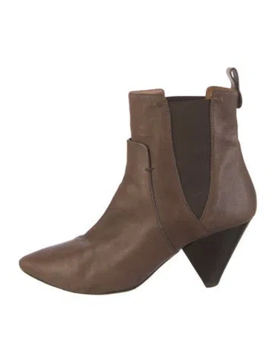 Pre-owned Veronica Beard Leather Chelsea Boots In Brown