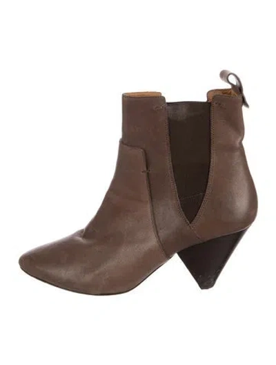 Pre-owned Veronica Beard Leather Chelsea Boots In Brown