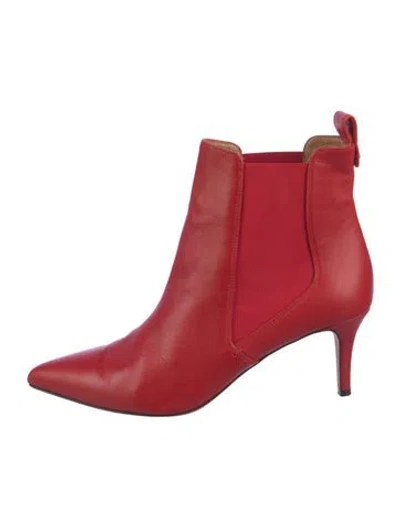 Pre-owned Veronica Beard Leather Chelsea Boots In Red