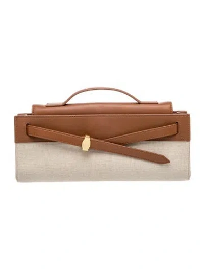 Pre-owned Veronica Beard Leather Clutch In Brown/neutrals