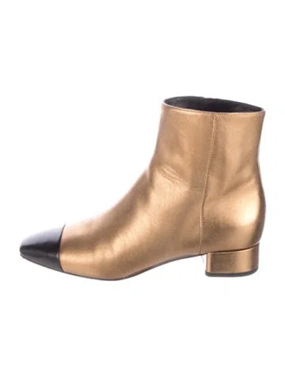 Pre-owned Veronica Beard Leather Colorblock Pattern Boots In Brown