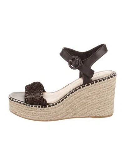 Pre-owned Veronica Beard Leather Colorblock Pattern Espadrilles In Brown