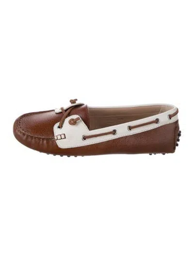Pre-owned Veronica Beard Leather Colorblock Pattern Loafers In Brown
