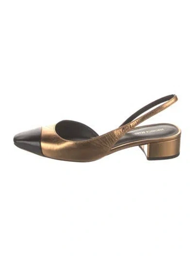Pre-owned Veronica Beard Leather Colorblock Pattern Slingback Flats