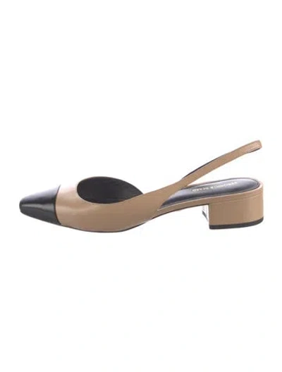 Pre-owned Veronica Beard Leather Colorblock Pattern Slingback Flats In Neutrals