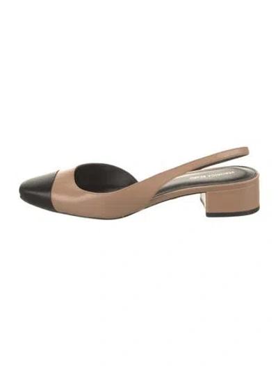 Pre-owned Veronica Beard Leather Colorblock Pattern Slingback Flats In Neutrals