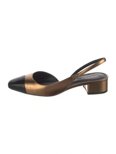 Pre-owned Veronica Beard Leather Colorblock Pattern Slingback Pumps