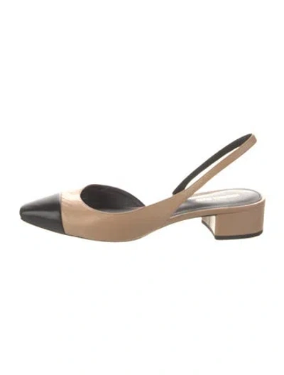 Pre-owned Veronica Beard Leather Colorblock Pattern Slingback Pumps In Gold