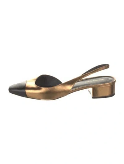 Pre-owned Veronica Beard Leather Colorblock Pattern Slingback Pumps In Multi